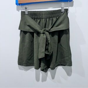 NWOT SHEIN Olive Green Tie Waist Paperbag Shorts